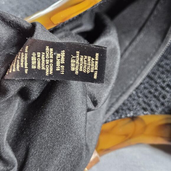 Relic by Fossil Ring Handle Tote Black Woven Bag Brown Trim Tortoise Acrylic - Picture 11 of 12